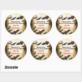 Happy Halloween Bats en Burnt Parchment Ronde Sticker (Vel)