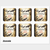 Happy Halloween Bats en Burnt Parchment Vierkante Sticker (Vel)
