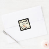 Happy Halloween Bats en Burnt Parchment Vierkante Sticker (Envelop)