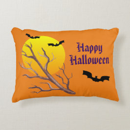 Happy Halloween Bats en de maan Accent Kussen