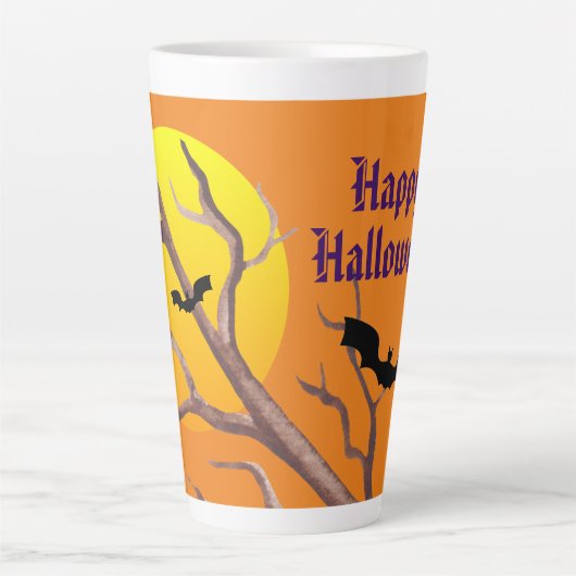 Happy Halloween Bats en de maan Latte Mok (Voorkant)