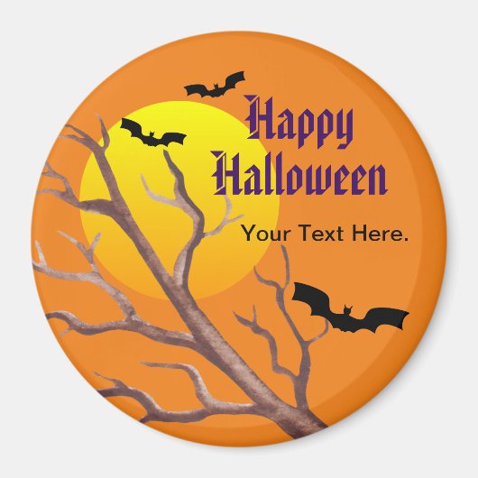 Happy Halloween Bats en de maan Magneet (Voorkant)