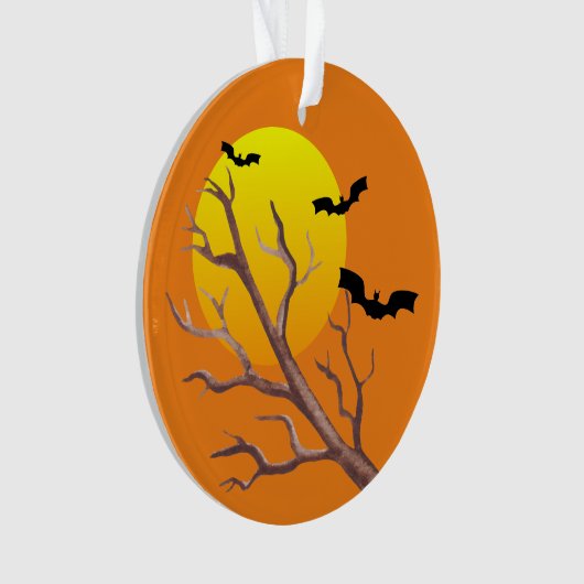 Happy Halloween Bats en de maan Ornament (voorkant)