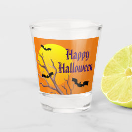 Happy Halloween Bats en de maan Shot Glas