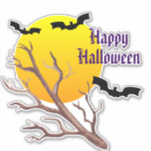 Happy Halloween Bats en de maan Sticker (Voorkant)