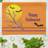 Happy Halloween Bats en de maan Theedoek (Gevouwen)