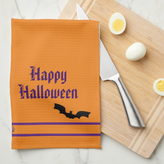 Happy Halloween Bats en de maan Theedoek (Quarter Fold)