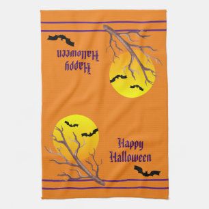Happy Halloween Bats en de maan Theedoek