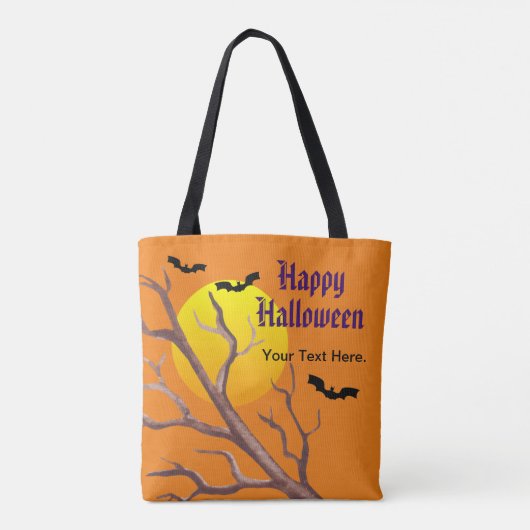 Happy Halloween Bats en de maan Tote Bag (Achterkant)