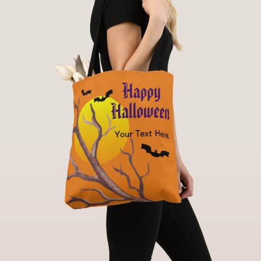 Happy Halloween Bats en de maan Tote Bag (Dichtbij)