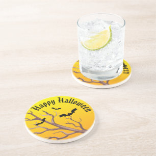 Happy Halloween Bats en de maan Zandsteen Onderzetter