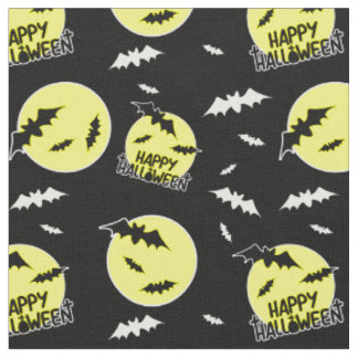 Happy Halloween Bats Full Moon Pattern Stof