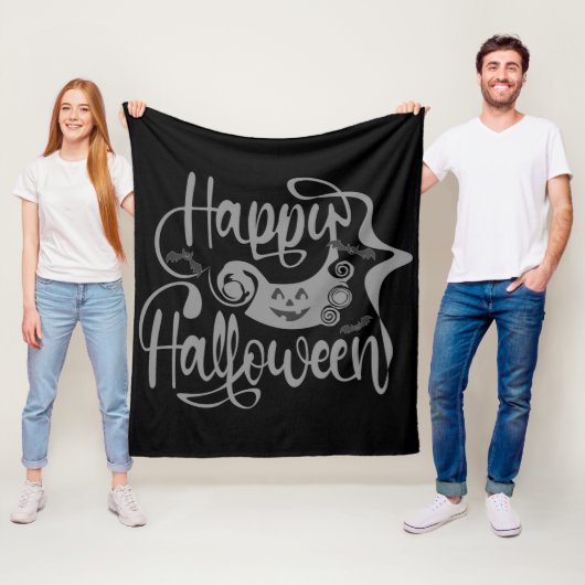 Happy Halloween bats jack o lantern Fleece Deken (In situ)