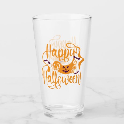 Happy Halloween bats jack o lantern Glas (Voorkant)