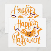 Happy Halloween bats jack o lantern Kaart (Voorkant / Achterkant)