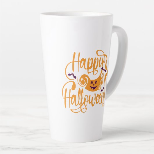 Happy Halloween bats jack o lantern Latte Mok (Rechterhoek)