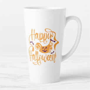 Happy Halloween bats jack o lantern Latte Mok