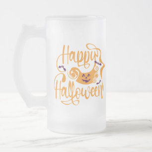 Happy Halloween bats jack o lantern Matglas Bierpul