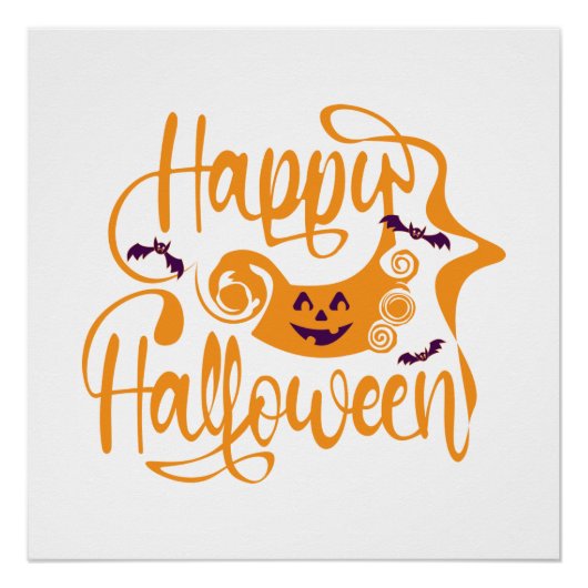 Happy Halloween bats jack o lantern Perfect Poster (Voorkant)