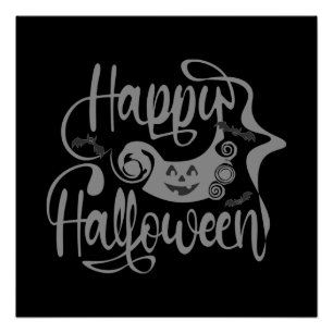 Happy Halloween bats jack o lantern Perfect Poster