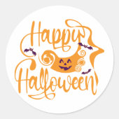 Happy Halloween bats jack o lantern Ronde Sticker (Voorkant)
