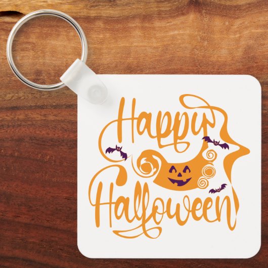 Happy Halloween bats jack o lantern Sleutelhanger (Voorkant)