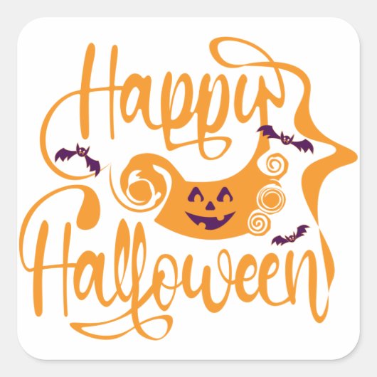 Happy Halloween bats jack o lantern Vierkante Sticker (Voorkant)