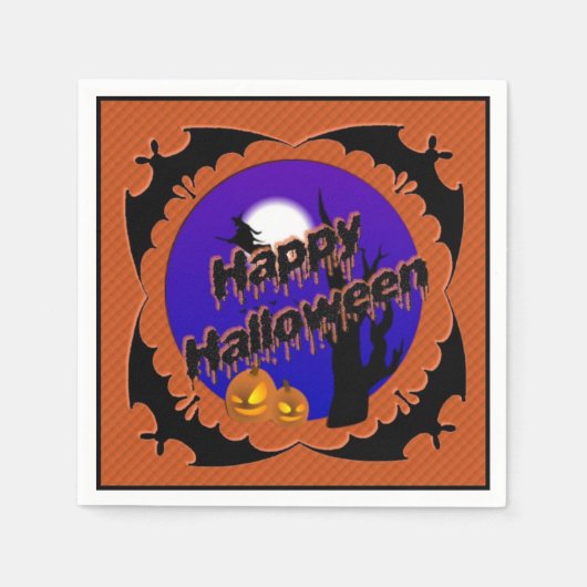 Happy Halloween Bats Paper Party Napkins Servet (Voorkant)