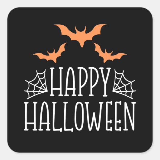 Happy Halloween Bats Square Sticker (Voorkant)