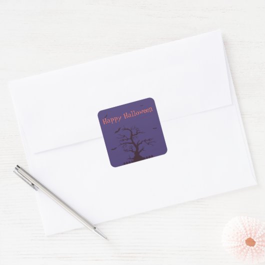 Happy Halloween Bats Vierkante Sticker (Envelop)