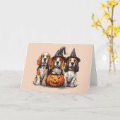 Happy Halloween Beagle Honden Jack O Lantern Kaart (Gele Bloem)
