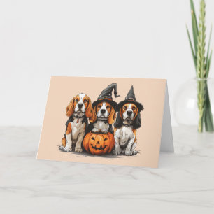 Happy Halloween Beagle Honden Jack O Lantern Kaart