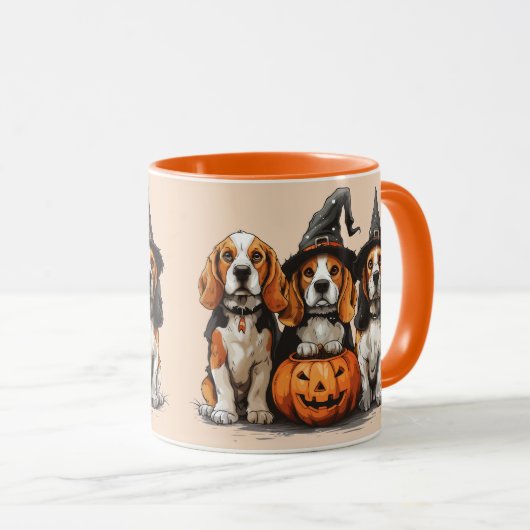 Happy Halloween Beagle Honden Jack O Lantern Mok (Voorkant rechts)
