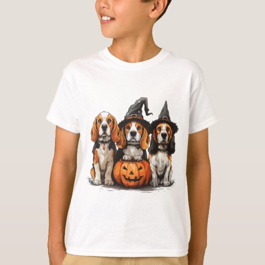 Happy Halloween Beagle Honden Jack O Lantern T-shirt (Voorkant)