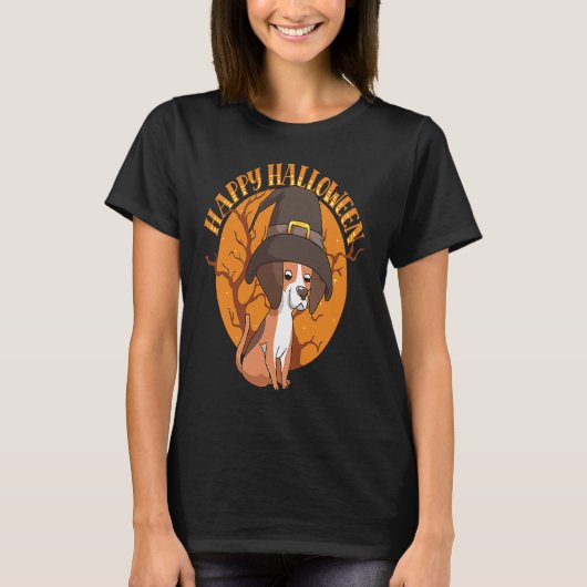 Happy Halloween Beagle Witch Dog Animal Halloween T-shirt (Voorkant)
