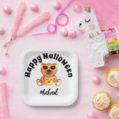 Happy Halloween beer pompoen Aangepaste naam Papieren Bordje (Feest)