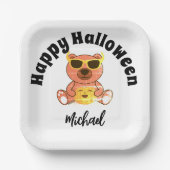 Happy Halloween beer pompoen Aangepaste naam Papieren Bordje (Voorkant)