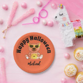 Happy Halloween beer pompoen Aangepaste naam Papieren Bordje (Feest)