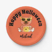 Happy Halloween beer pompoen Aangepaste naam Papieren Bordje (Voorkant)