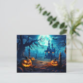 Happy Halloween | Begraafplaats spookachtig Briefkaart (Staand voorkant)