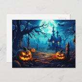 Happy Halloween | Begraafplaats spookachtig Briefkaart (Voorkant / Achterkant)