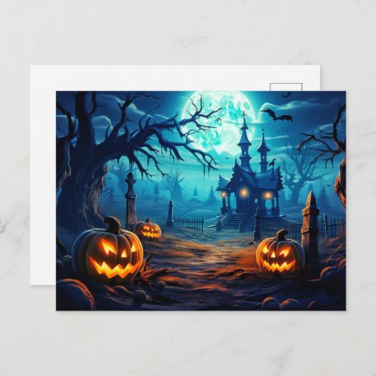 Happy Halloween | Begraafplaats spookachtig Briefkaart (Voorkant / Achterkant)