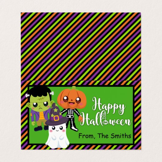 Happy Halloween behandelde tas draagtas met monste Visitekaartje (Buitenkant ongevouwen)