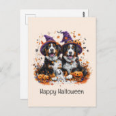 Happy Halloween Berner Mountain Dogs Briefkaart (Voorkant / Achterkant)