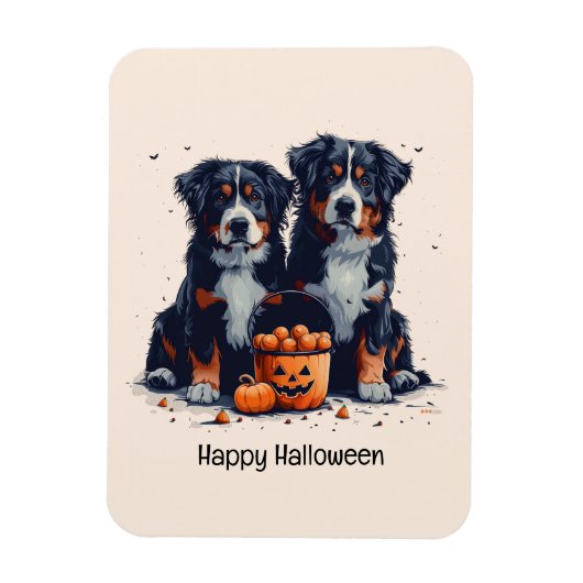 Happy Halloween Berner Mountain Dogs Pumpkin Magneet (Verticaal)