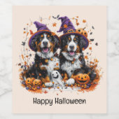 Happy Halloween Berner Mountain Dogs Wijn Etiket (Enkel label)