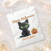 Happy Halloween BIG GREEN EYED BLACK CAT Bedankzakje (Geknipt)