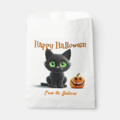 Happy Halloween BIG GREEN EYED BLACK CAT Bedankzakje (Voorkant)