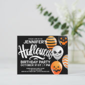 Happy Halloween Birthday | partijuitnodiging Briefkaart (Staand voorkant)