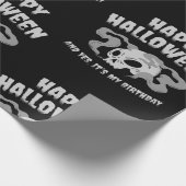 happy halloween birthday skull goth cadeaupapier (Hoek)